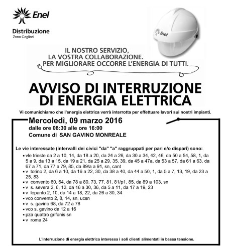 Disservizi ENEL previsti per il 9 marzo 2016