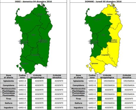 Allerta meteo "gialla" 4 dicembre 2016