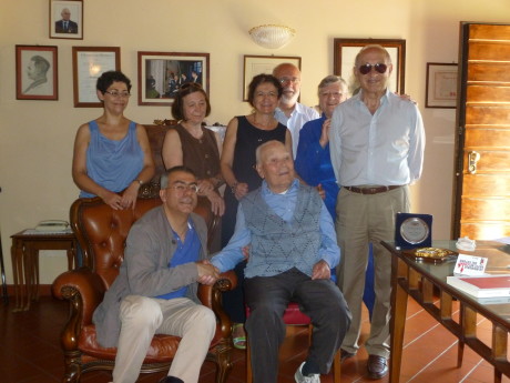 Partigiano Bruno Scano con la delegazione ANPI Medio Campidano - Asti - Lucca  (consegna tessera ad Honorem 19-06-2013)