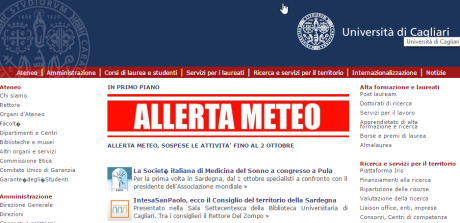 Allerta Meteo, l'Università di Cagliari sospende le attività sino al 2 ottobre