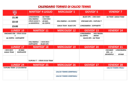 Calendario Calcio-Tennis