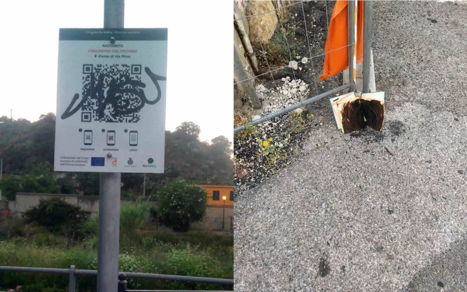 Gonnosfanadiga, vandali in azione: bruciato un libro del bookcrossing e vandalizzati i cartelli di RurAbility